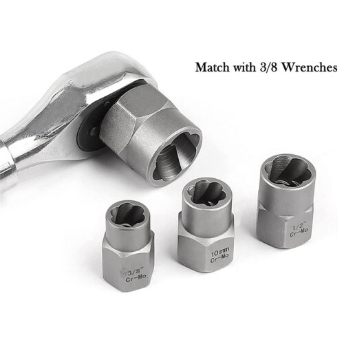 14Pcs Impact Bolt & Nut Remover Set, Stripped Lug Nut Remover with Hex Adapter Extraction Socket Set 2