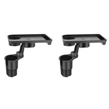 2X Universal Car Cup Holder Tray - 360 Rotating Adjustable Dual Cup Organizer, Portable Food Tray for Vehicles
