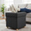 Storage Cube Stool with Upholstered Seat and Wooden Legs 2