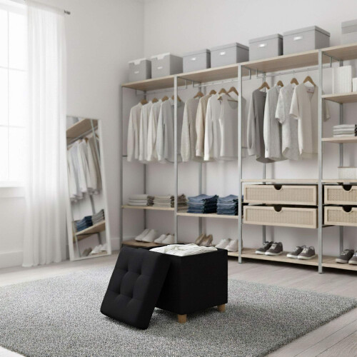 Upholstered Storage Cube with Padded Seat and Wooden Legs 2