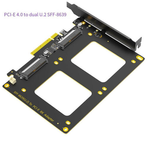 L'Adattatore Doppio U.2 A PCIe 4.0 X8 Riser U.2 SFF-8639 Supporta 2 SSD U.2 Compatibili con Win8/10/11 Linux 1