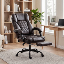 HOMCOM Home Office Chair Reclining Function High Back, Brown