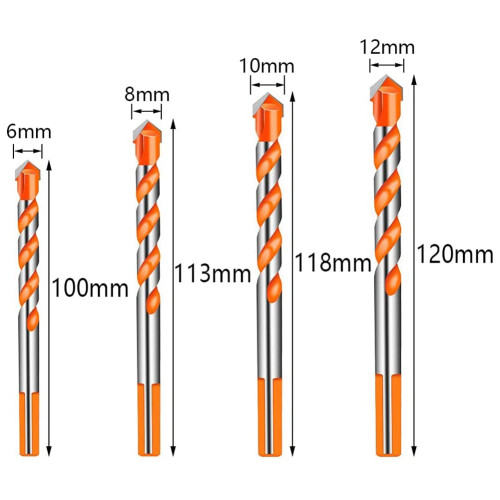Tile Drill Bit Set 10 Pcs Flow Drill Bit Triangle Drill Bit Triangle Alloy Hole Saw Twist Drill Bit 6/8/10/12 mm 1