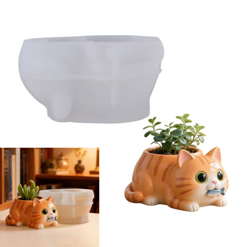 Cats Shape Small Flower Container Silicone Mold for Crafting 1