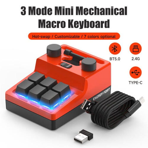 USB Custom Keyboard Wireless Tri-Mode Keyboard Volume Button Knob Programming Macro Gaming Mechanical Keypad 2