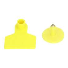Yellow Blank Livestock Ear Tags 100 Sets, Durable Plastic Cattle Tags for Farm Animals, Writable Surface