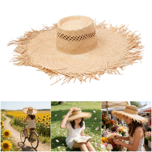 Round Raffia Straw Hat With Sun Protection And Hollowout-3 2