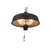 Adjustable Power 1000/2500W Infrared Halogen Electric Patio Light Heater, Ceiling Hanging Mount - Black