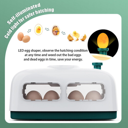 8 Egg Incubator with Automatic Egg Turner, LED Display and Intelligent Temperature Control for Hatching Chickens Ducks Geese 2