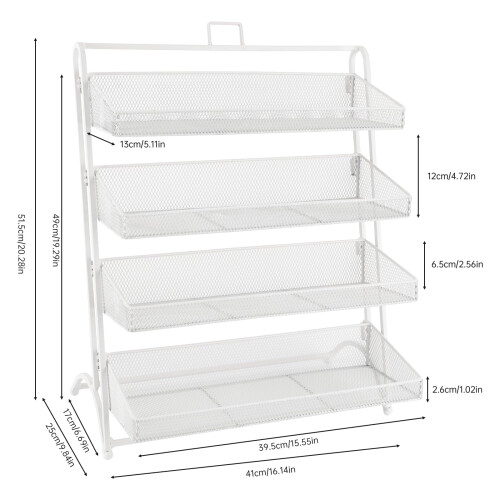 4 Tier White Candy Display Rack for Countertop, SpaceSaving Snack Organizer Stand 1