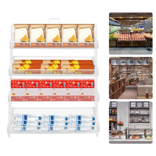 4 Tier White Candy Display Rack for Countertop, SpaceSaving Snack Organizer Stand 2