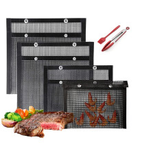Grill Bags 2PCS NonStick Mesh Reusable Heat Resistant BBQ Accessories for Vegetables and Meat 40x30cm
