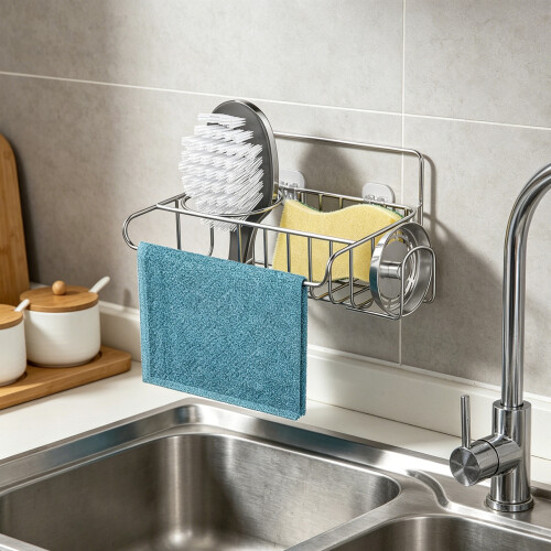 Efficient Three Section Sponge Storage Mounts On Wall Without 1
