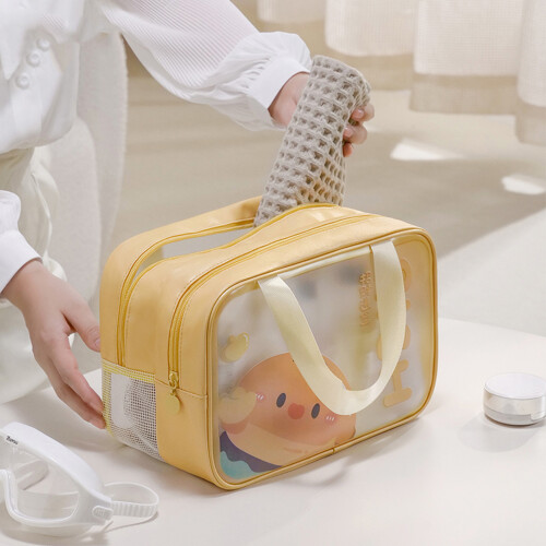 Sturdy PVC Waterproof Cosmetic Pouch For-Green Double layer 2
