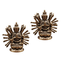 Antique Brasses Thousand Hand Guanyin Statue Sacred-2 pieces