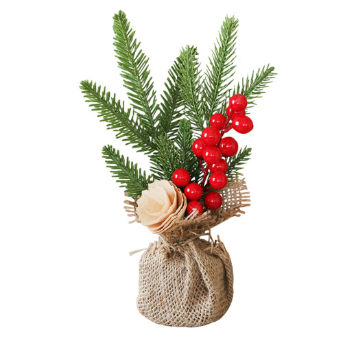 Mini Artificial Christmas Tree 25cm Brown PVC 1