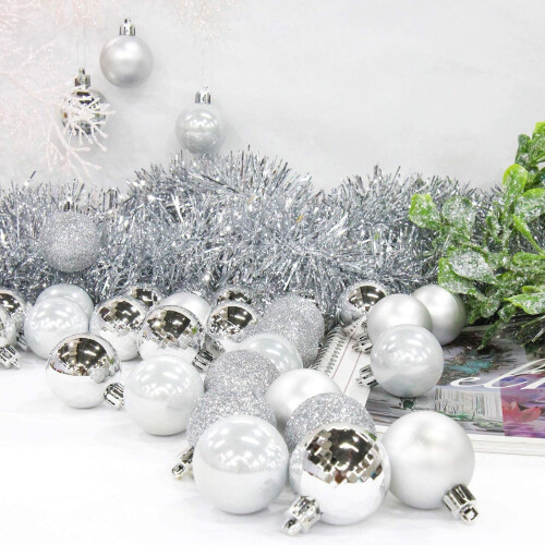 Christmas Ball Ornaments Silver 24 Pieces 2