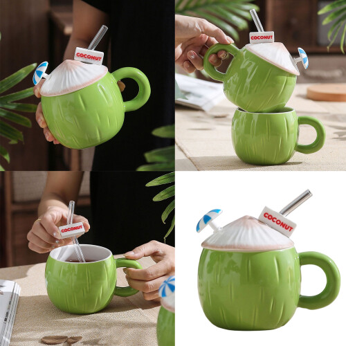 Artistic Cup Coffee Cup Coconuts Shape Ceramic Texture-Pink 2