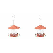 2X Wild Bird Feeder, Outside Squirrel Proof Bird Feeder, Hanging Wild Bird Feeder with Round Shaped Roof Brown