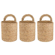 3X Wall Hanging Rattan Basket Planter Indoor Outdoor Hanging Rope Flower Plant Pot Basket Decor S