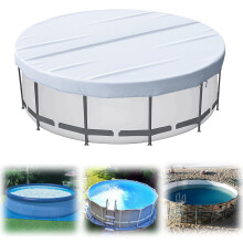 Above Ground Solar Pool Cover 6FT Round Silver Heavy Duty Tear Resistant with Windproof Strap