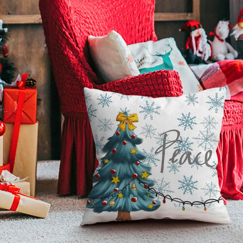 Capa de Almofada de Natal com Estampa de Floco de Neve Vermelho 1
