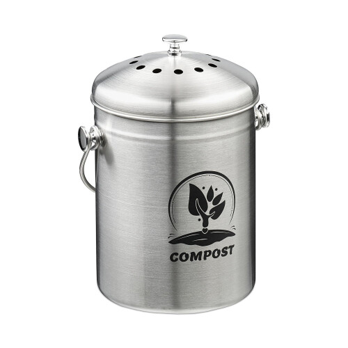 Komposteimer, 5 l, Edelstahl, mit Filter