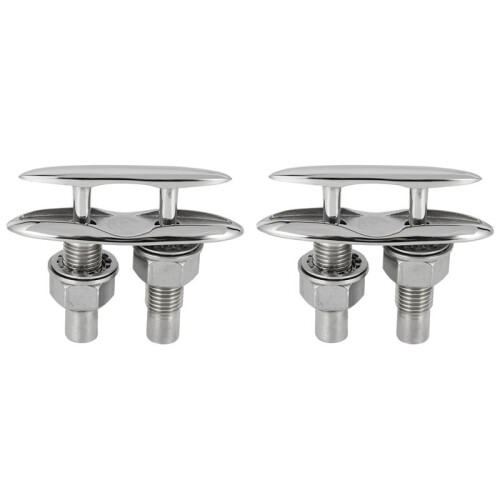 2X Boat Ship Mooring Dock Neat Cleat Stainless Steel Double-Deck Push-Pull Cable Bolt Marine