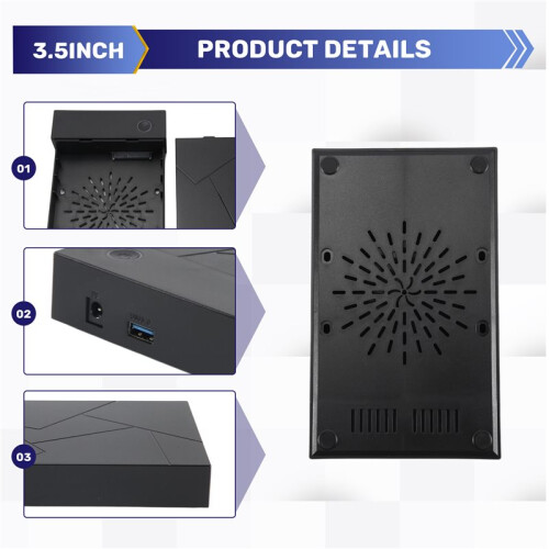 3.5 Inch HDD Enclosure USB 3.0 to  Hard Drive Case SSD Enclosure External Solid State Hard Drive Disk Box-US Plug 2