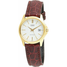 CASIO COLLECTION Mod. LADY DATE LEATHER - WHITE, GOLD INDEXES