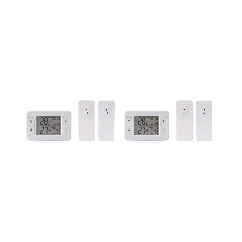 2X Wireless Transmission Thermometer LCD Digital Alarm Refrigerator Freezer Electronic Temperature Sensor Indoor Outdoor