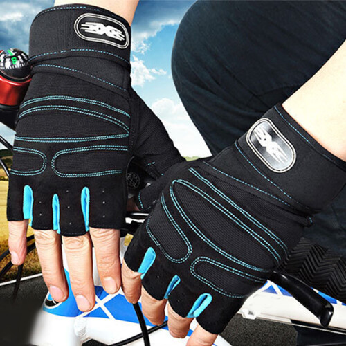 Hellblaue Nylon-Halbfinger-Handschuhe XL 21-22cm