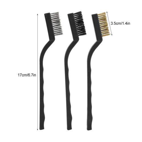 Bonsai Wire Brush Set 3pcs Small Wire Brushes with Ergonomic Plastic Handle for Precise Trunk Cleaning 2