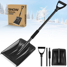 Folding Shovel 4 in 1 Multifunctional Survival Shovel Kit, Lightweight Garden and Camping Tool for Snow Sand Mud Removal, Black