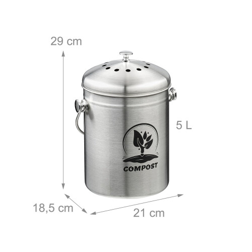 Komposteimer, 5 l, Edelstahl, mit Filter 2