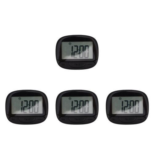 4Pièces Podomètre Clip ABS Noir Compteur Digital LCD Portable 1