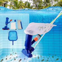 Pool Vacuum Set with Leaf Rake Skimmer, 55' Extended Handle for Fast Debris Removal in Above Ground Pools, Spas and Fountains