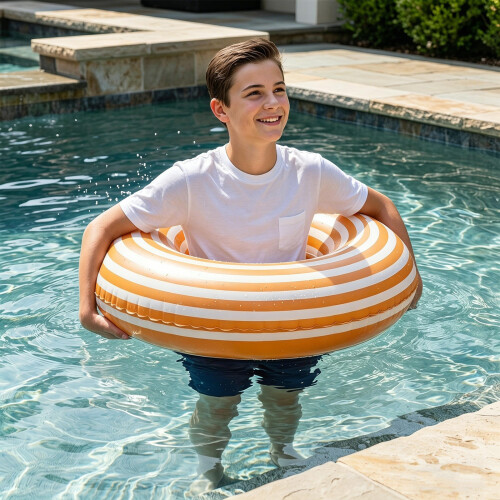 3Pièces Anneaux De Flottaison PVC Orange Rayé Piscine 2