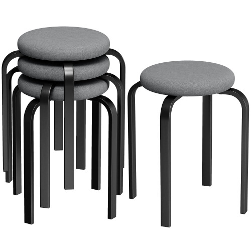 Homcom HOMCOM Stackable Stools Modern Cushioned Set of 4 Dark Grey 1
