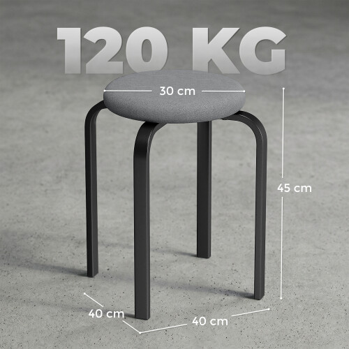 Homcom HOMCOM Stackable Stools Modern Cushioned Set of 4 Dark Grey 2