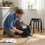 Homcom HOMCOM Stackable Stools Modern Cushioned Set of 4 Dark Grey 7