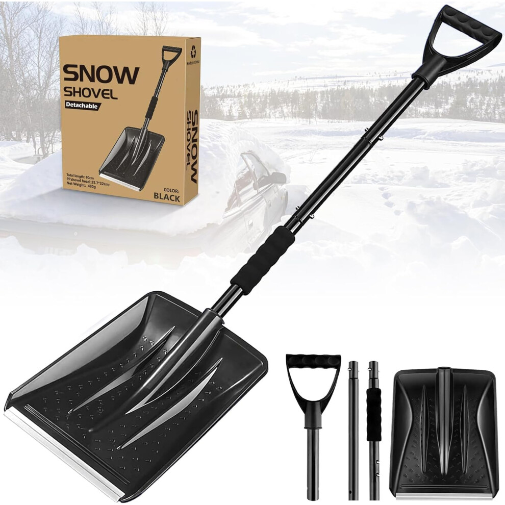 Car Snow Shovel Kit, Foursection Collapsible Design For Car Emergency, Compact And Durable Black 9330225853374