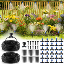 65FT Drip Irrigation Kit and Garden Watering System, Dual Pack with Quick Connector, Adjustable Flow for Greenhouse and Yard