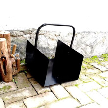 Firewood Log Holder Iron Basket with Handle, Durable Indoor Outdoor Wood Storage for Fireplace Pit
