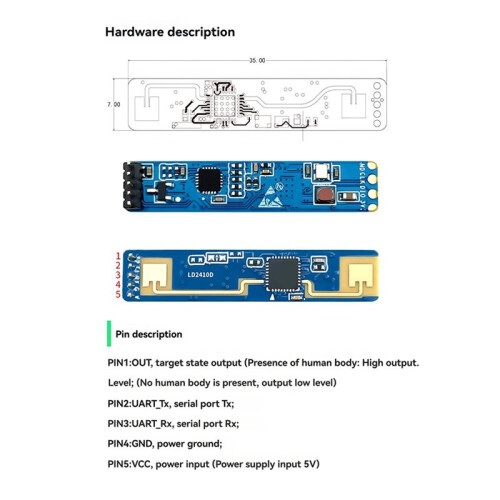 2X HLK-LD2410D 24GHz Human Presence Status Sensor Human Micromotion Movement  Module 5V 2
