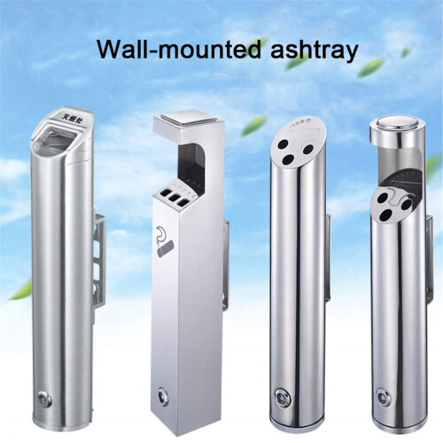 Lockable Outdoor Wall Ashtray 602, Rust Proof Wall Mounted Cigarette Bin with Key and Secure Design 1