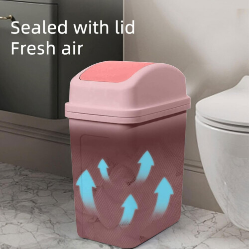 Small Bathroom Trash Can 4 Gallon Swing Lid OdorReducing Compact Waste Bin for Kitchen Green 2