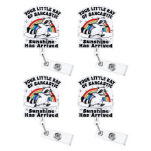 4PCS Playful Acrylic Animal Design Rotating Badge-raccoon