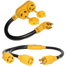 Generator Power Cord Adapter L1430P to TT30R L530R 30 Amp RV Splitter Dual L1430R