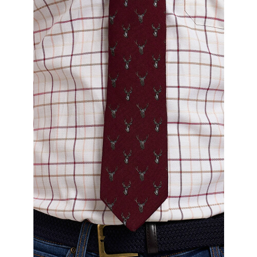 JACK PYKE JACK PYKE Stag Silk Tie Burgundy 2